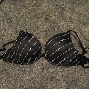 Pink Victoria secret Black and White Striped Bra